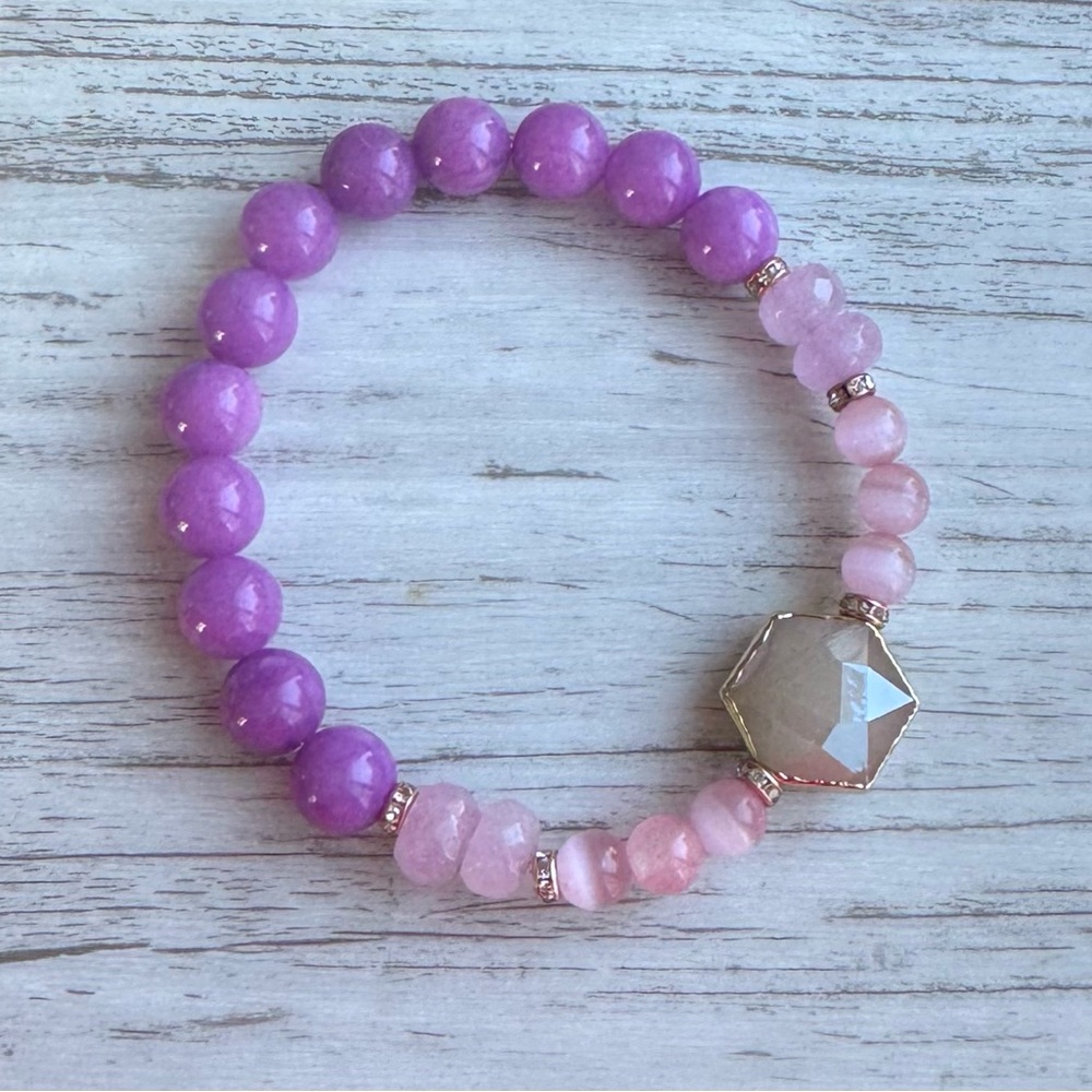 Purple and Pink Beaded Bracelet